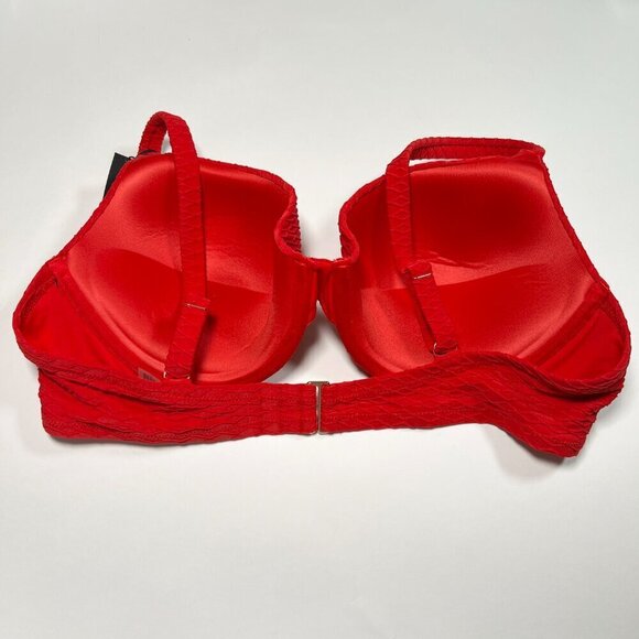 Victoria Secret 40DD ICON Push Up Bikini Top Underwire Textured Lipstick Red - Picture 4 of 6